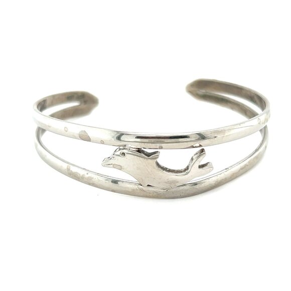 925 Mexico Dolphin Cuff Bracelet - Picture 1 of 3